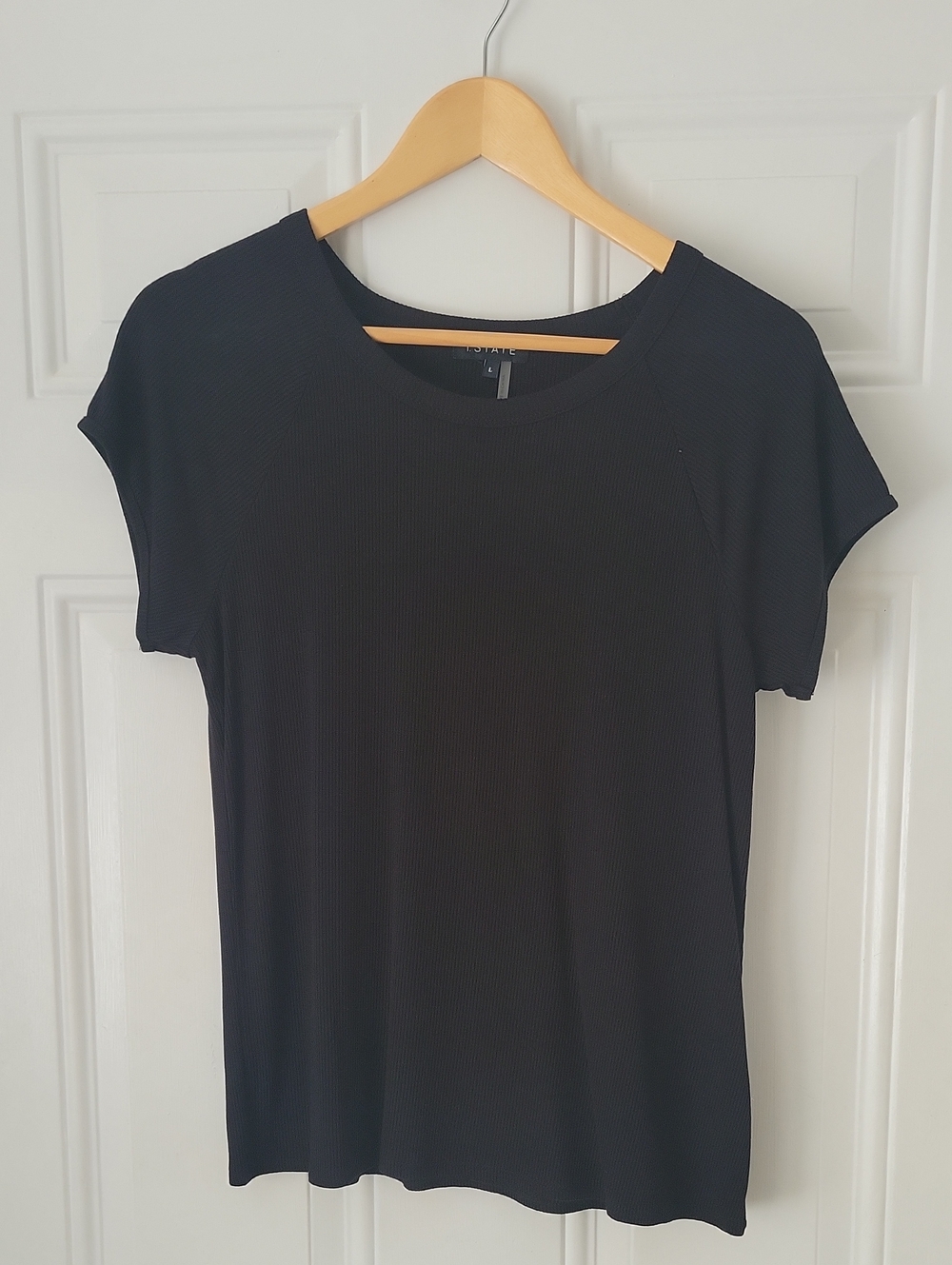 1.State | Lightweight Black Ribbed Tee